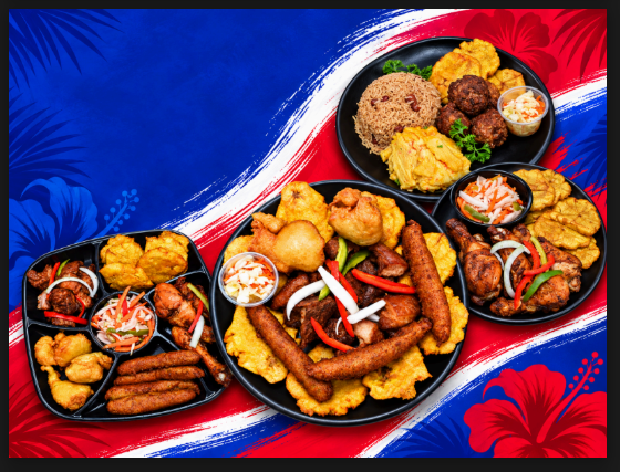 A colorful Jojo Fritay sampler of Haitian plates