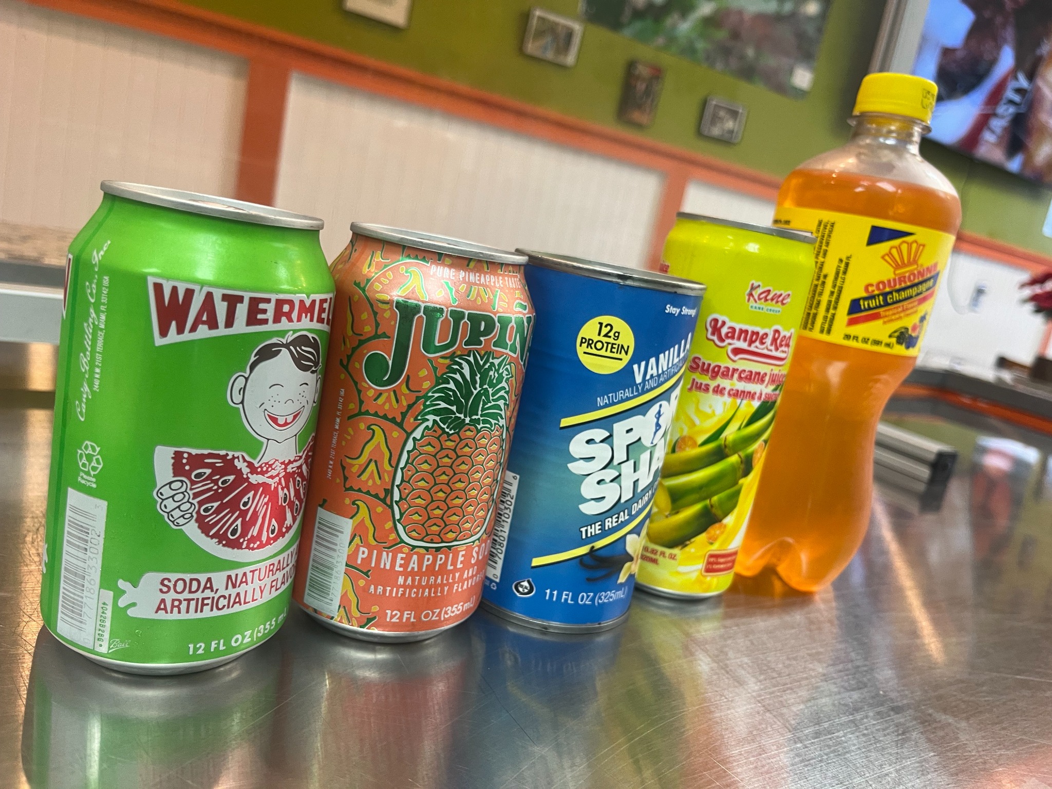 Fresh Haitian juices in lime, passion fruit, and ginger flavors