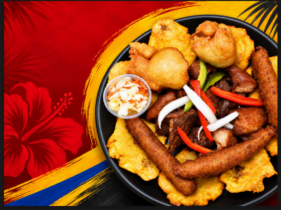A close-up Haitian fritay sampler platter from Jojo Fritay
